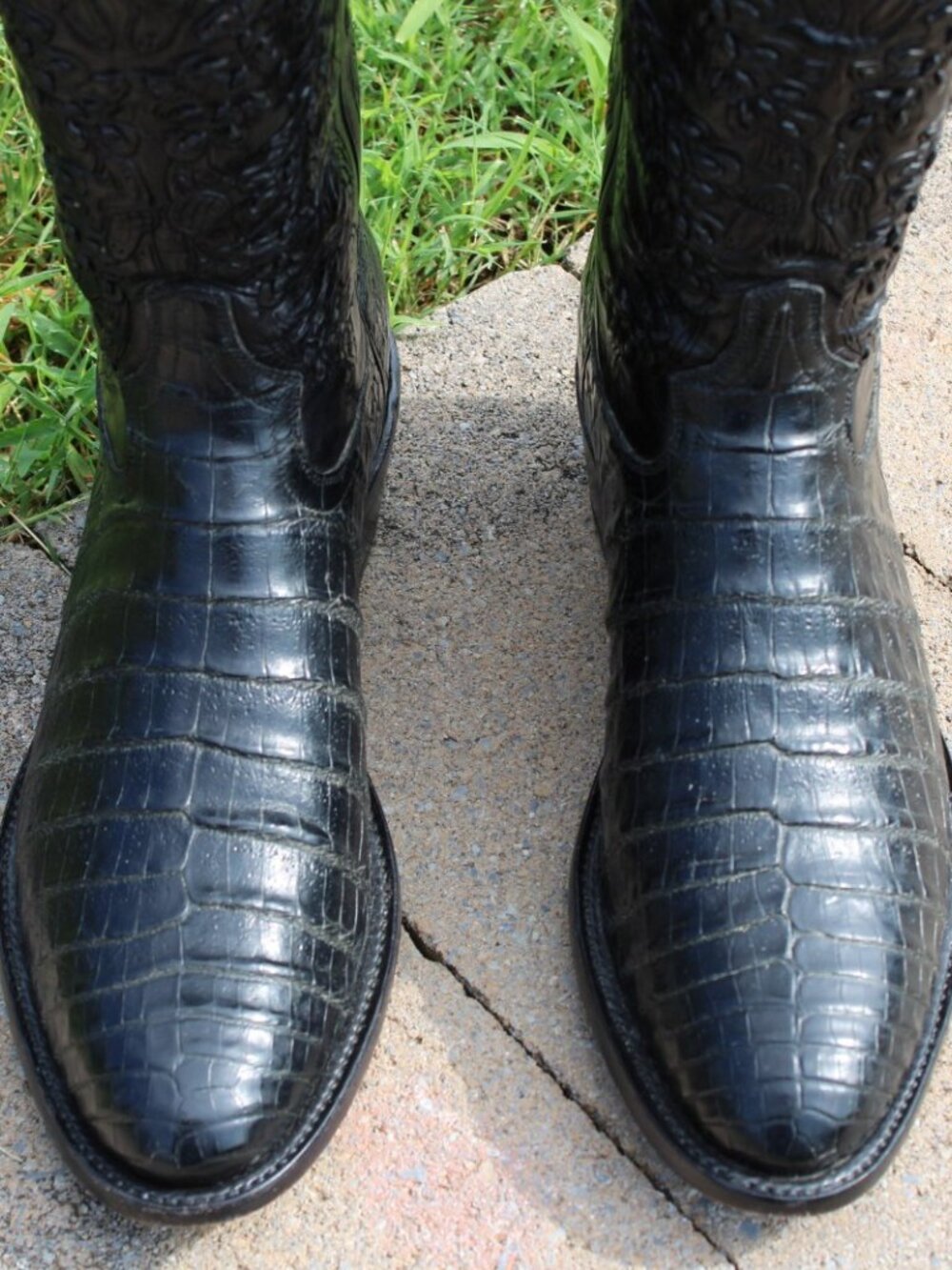 Tony Lama Signature Series black caiman belly Men's Cowboy Boots Size 9.5D